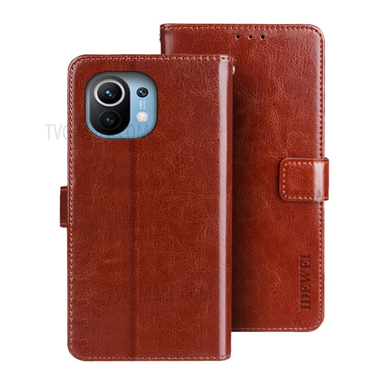 Case Xiaomi Mi 11 5G # Pre-Order * IDEWEI เคสมือถือหนังพร้อมการออกแบบกระเป๋าสตางค์ Folio Flip *