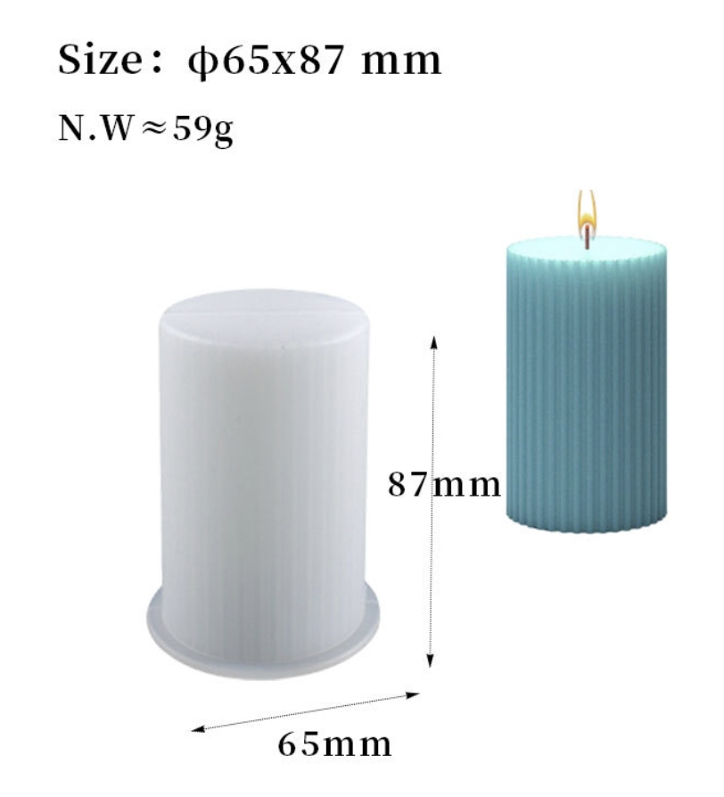 แม่พิมพ์ซิลิโคน ทำเทียน วงกลมทรงกระบอกลายตั้ง 155g 008073