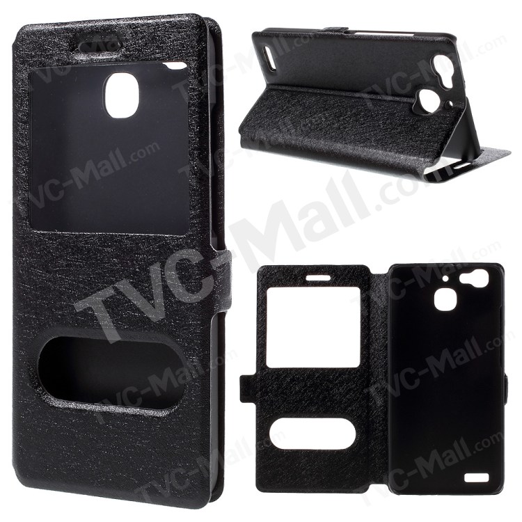 Case Huawei GR3 / Pre-order * เคสผิวหนังเหมือนผ้าไหม 2 ช่องหน้าต่าง *