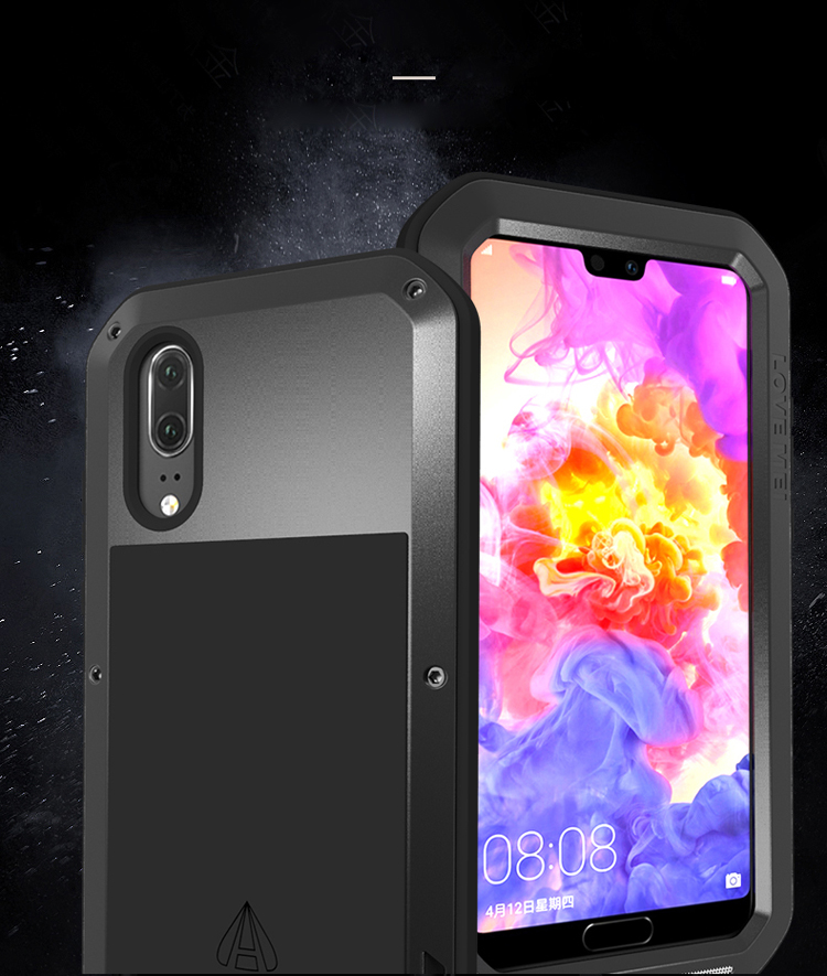 Case Huawei P20 / Pre-order * LOVE MEI ทำจากโลหะแข็งและวัสดุซิลิโคนนุ่ม + กระจกนิรภัย *