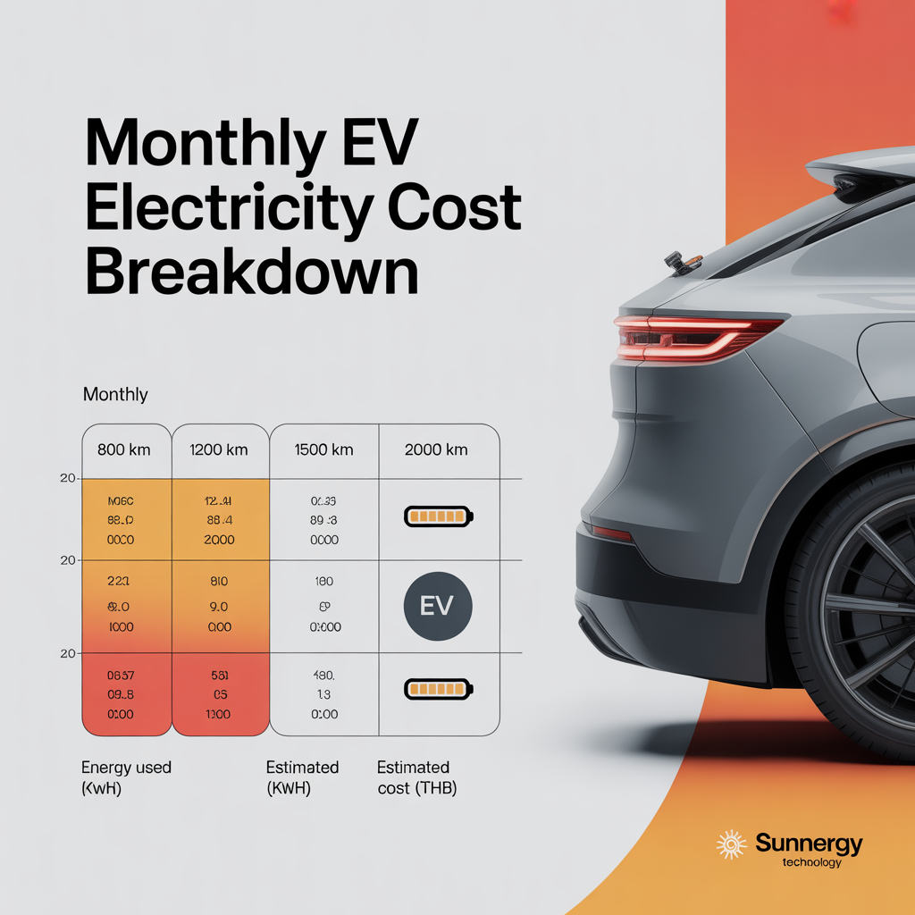 ค่าไฟ EV เดือนละเท่าไหร่ และติดโซล่าเซลล์ช่วยลดได้กี่บาท (อัปเดตปี 2026)