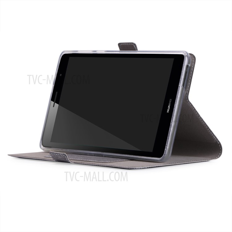 Case Huawei MediaPad T3 7' 3G / Pre-order * เคสหนัง PU ช่องเสียบการ์ดปลอกแม่เหล็กยืนอยู่กับสายคล้องมือ *