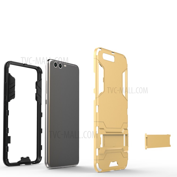 Case Huawei P10 Plus / พร้อมส่ง * เคสพลาสติกไฮบริด + วัสดุ TPU พร้อมขาตั้ง - สีเทา *