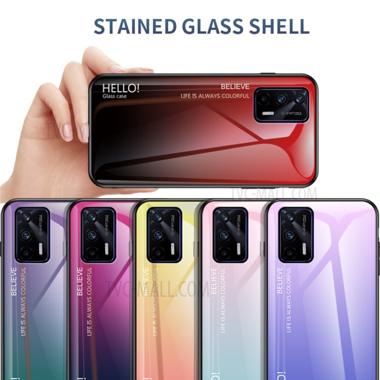 Case Realme GT 5G # Pre-Order * เคสรูปแบบการไล่ระดับสีอย่างมีสไตล์ ฝาหลังกระจกนิรภัย ป้องกันรอยขีดข่วน กระจายความร้อนได้เร็ว *