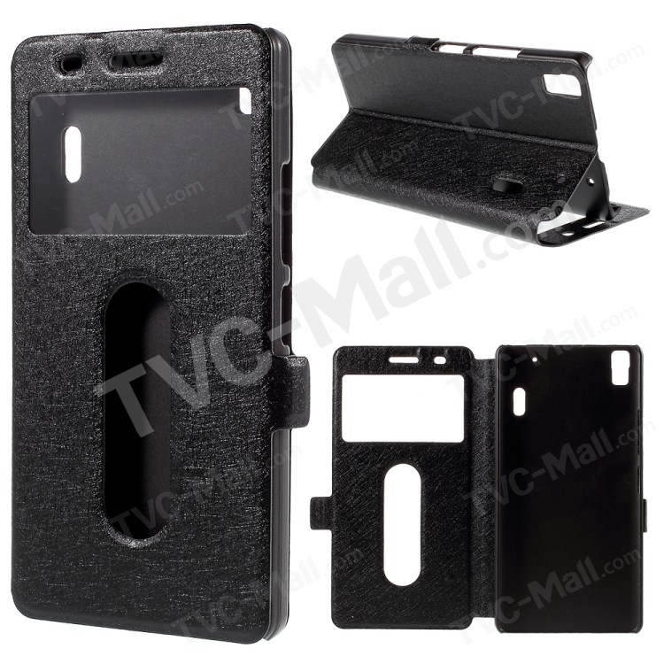 Case Lenovo A7000 / Pre-order * เคสผิวผ้าไหม 2 ช่องหน้าต่าง *