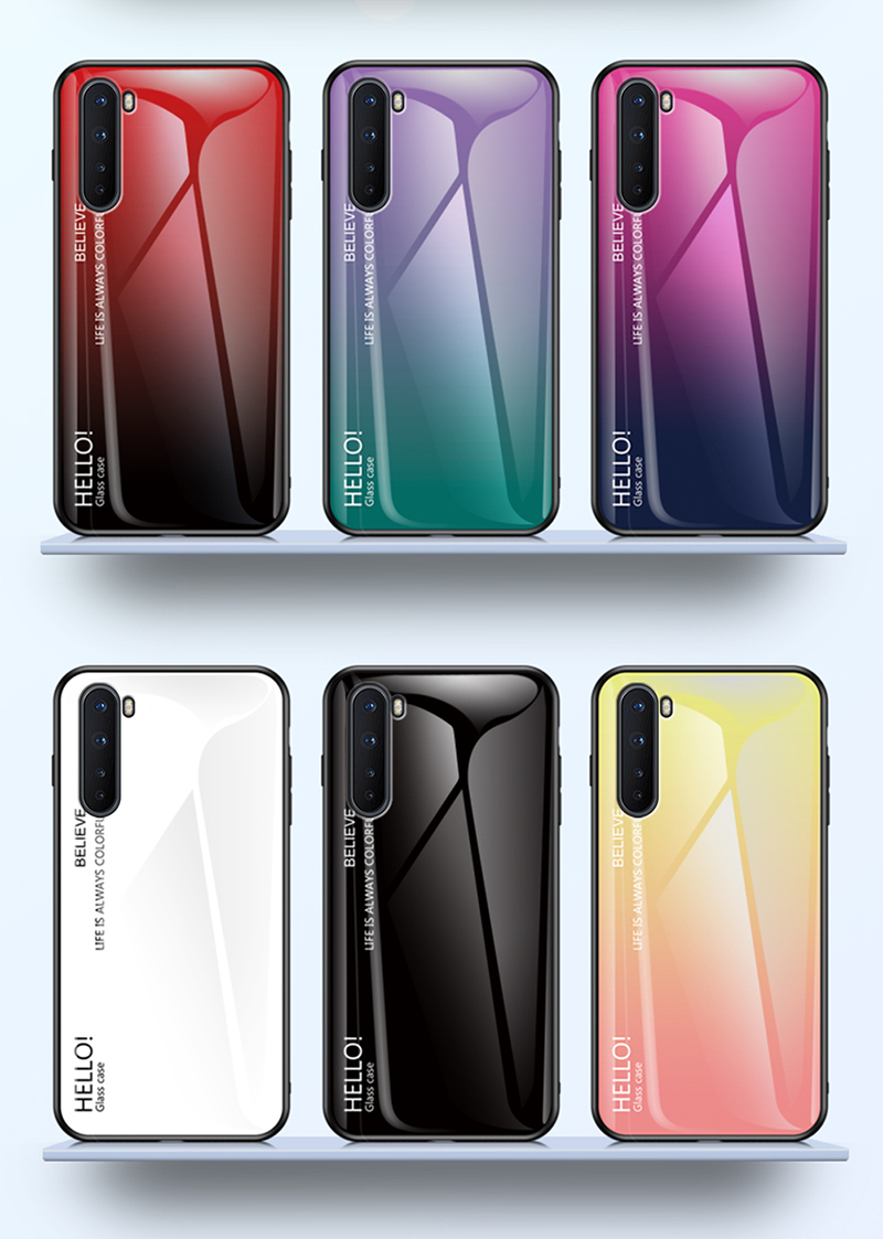 Case OnePlus Nord 5G / Pre-order * เคสกระจกนิรภัยไล่ระดับสี + PC + เคส TPU ไฮบริด *