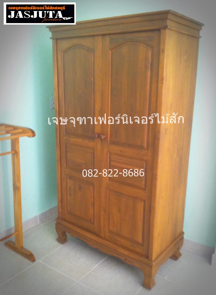 ตู้เสื้อผ้าไม้สักทอง ขนาด1x1.8 เมตร