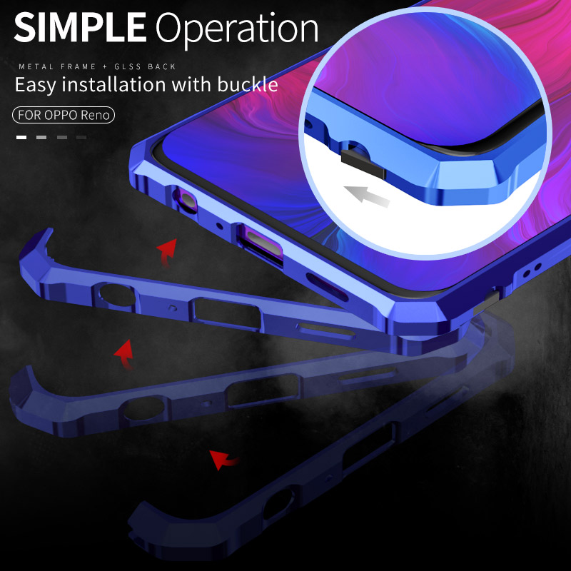 Case OPPO Reno 10x Zoom # พรีออเดอร์ * กรอบโลหะ + กระจกด้านหลังวัสดุคุณภาพสูงเพื่อการป้องกันที่เชื่อถือได้ *