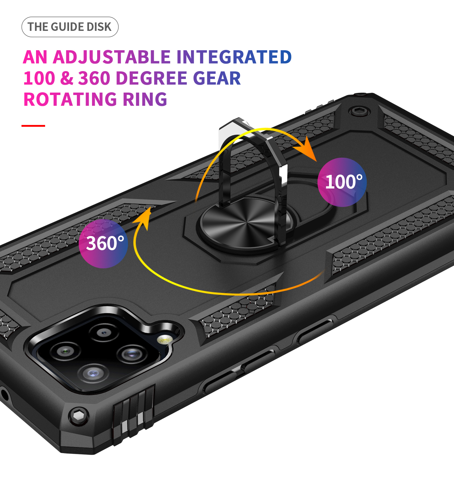 Case Samsung Galaxy A42 5G / Pre-Order * Ring Kickstand Hybrid PC + TPU Anti-drop Phone Shell สร้างด้วยพลาสติกและวัสดุ TPU ป้องกันสองชั้น *