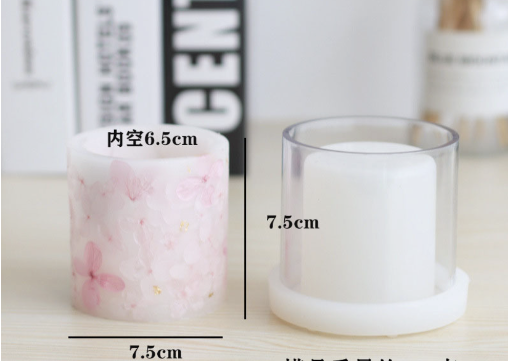 แม่พิมพ์อคิริคทรงกระบอก ด้านในมีซิลิโคน 7.5*7.5 cm 005380