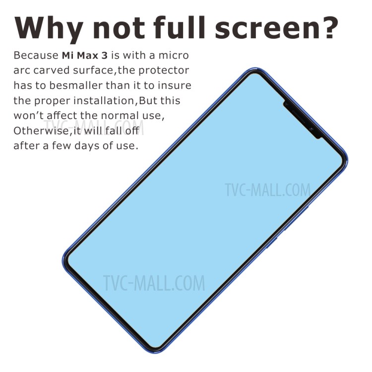 กระจกนิรภัย Xiaomi Mi Max 3 / Pre-Order * 2 ชิ้น / เซ็ต ITIETIE 2.5D 9 H *