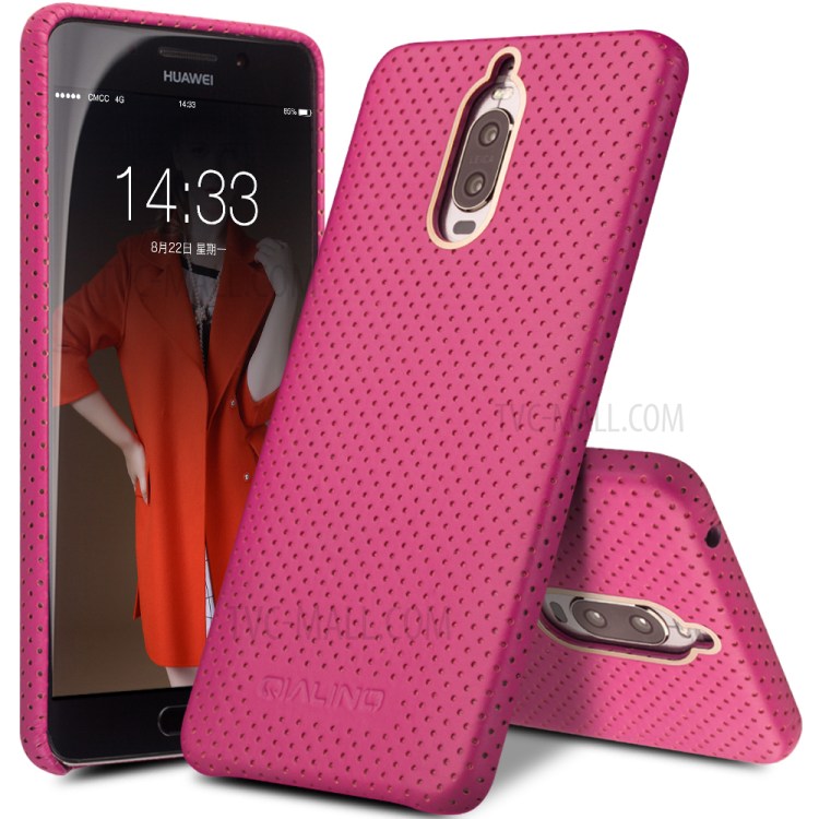 Case Huawei Mate 9 Pro / Pre-order * QIALINO หลุมตาข่ายหนังวัวแท้ *