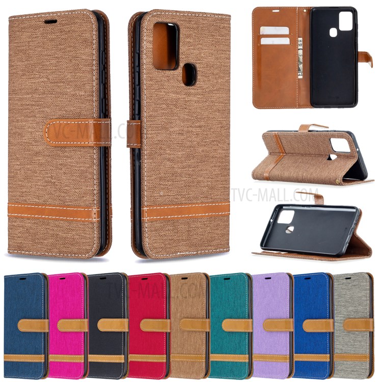 Case Samsung Galaxy A21s / Pre-order * เคสยีนส์ Splicing สีพื้นผิวผ้าพร้อม ดีไซน์สีตัดกันสกินนี่ผ้ายีนส์อันเป็นเอกลักษณ์หรูหรามีสไตล์ *