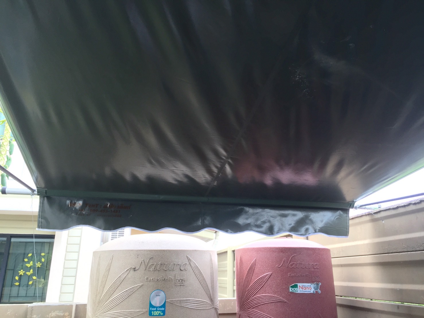 MKP TenT ผ้าใบชักรอก ขนาด กว้าง 1.5m สูง 5m (ไม่รวมเสาค้ำ) ผ้าใบกันสาด ผ้าใบกันฝน ผ้าใบม้วนกันฝน ผ้าใบม้วนกันแดด มีทุกสี ขาว แดง ดำ ชมพู น้ำเงิน ฟ้า เขียว ม่วง ครีม น้ำตาล 1.5m x 5m