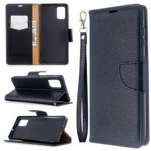 Case Samsung Galaxy A71 / Pre-order * เคสผิวหนังลิ้นจี่พร้อมสายคล้องมือ สไตล์กระเป๋า: 2 ช่องเสียบการ์ด + กระเป๋าเงินสด 1 *