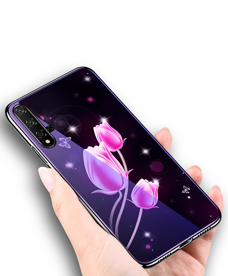 Case Huawei Nova 5T / Pre-order * เคส 9H กระจกสีฟ้า -ray + PC แผ่นหลัง + กรอบ TPU electroplated *