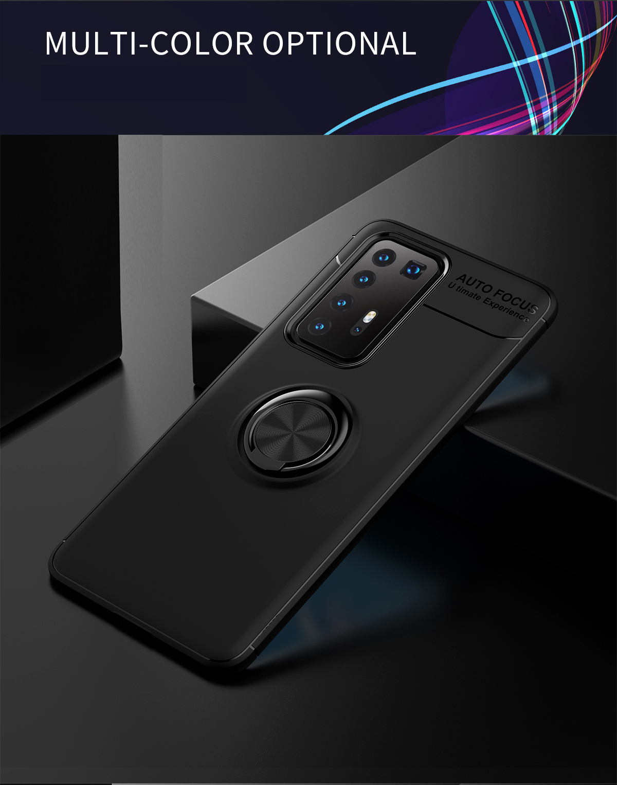 Case Huawei P40 Pro / Pre-order * LENUO เคสโลหะโทรศัพท์ TPU พร้อมฝาครอบแผ่นแม่เหล็ก + แหวน *