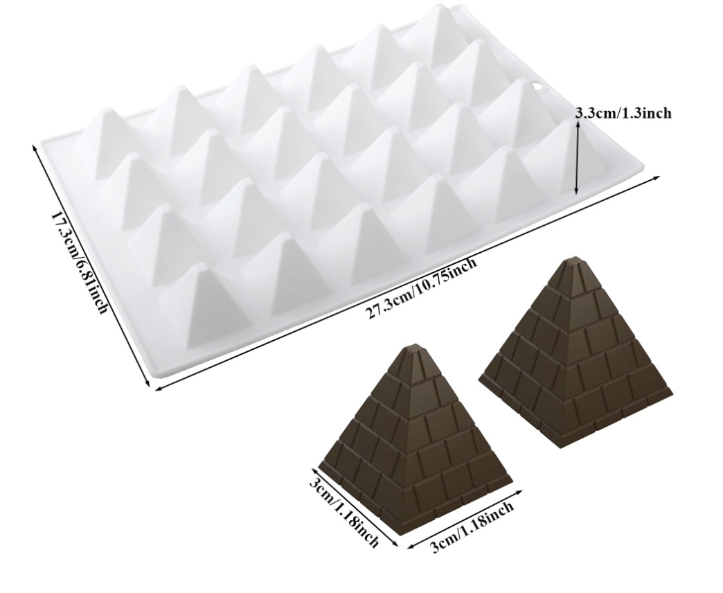 แม่พิมพ์ซิลิโคน ปิรามิด 24 ช่อง 3*3*3.3 cm 15g 005844