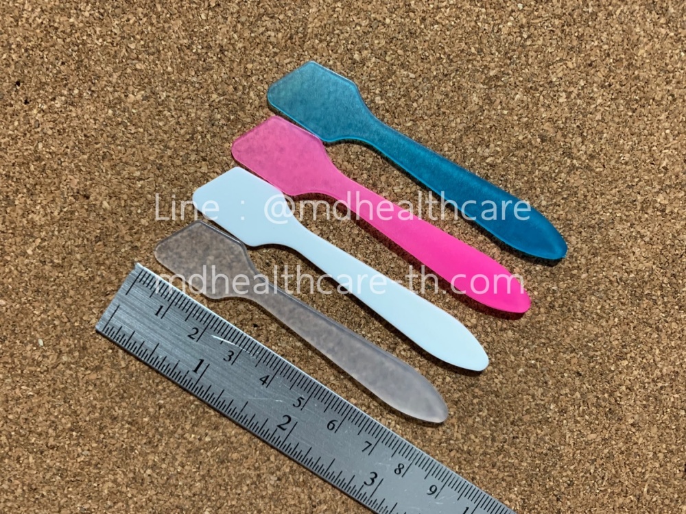 ไม้พายพลาสติก ไม้พายตักครีม ขนาด8.2*1.5cm.(100ชิ้น/ชิ้นละ1฿) ระบุสีได้
