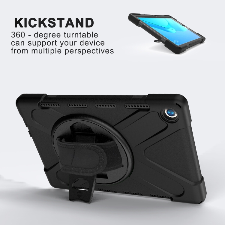 Case Huawei MediaPad M5 Pro / Pre-Order * เคสขาตั้งแบบหมุนได้ 360 องศา PC + เคสซิลิโคน Combo พร้อมสายคล้องมือ *