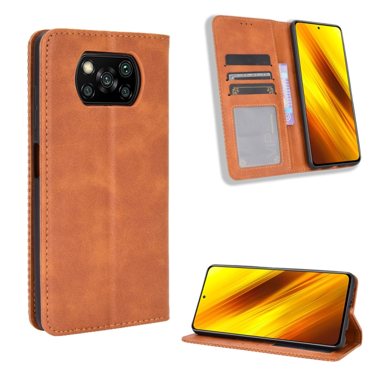 Case Xiaomi Poco X3 Pro / X3 / X3 NFC # Pre-Order * เคสกระเป๋าสตางค์สไตล์ย้อนยุคที่ดูดซับแม่เหล็กอัตโนมัติ เคสหนัง PU สไตล์วินเทจ เรียบหรู สัมผัสนุ่มมือ *