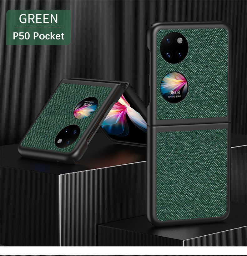 Case Huawei P50 Pocket # Pre-Order * เคสเคลือบหนัง PU ป้องกันรอยขีดข่วนและทนต่อการสึกหรอ พื้นผิวแบบกากบาทให้รูปลักษณ์ที่หรูหราและคลาสสิก *