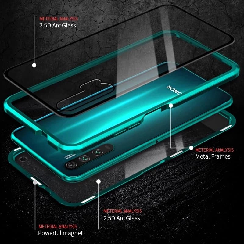 Case Huawei Mate 20 X # Pre-order * เคสกรอบโลหะแม่เหล็กกระจกนิรภัยด้านหน้า + ด้านหลัง ถอดออกได้ *