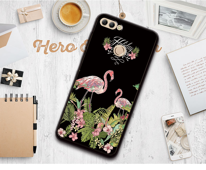 Case Huawei Y9 / Pre-order * 3Dปกคลุมสำหรับหัวเว่ยY9 2018ดอกไม้ซิลิโคนอ่อนนุ่ม *