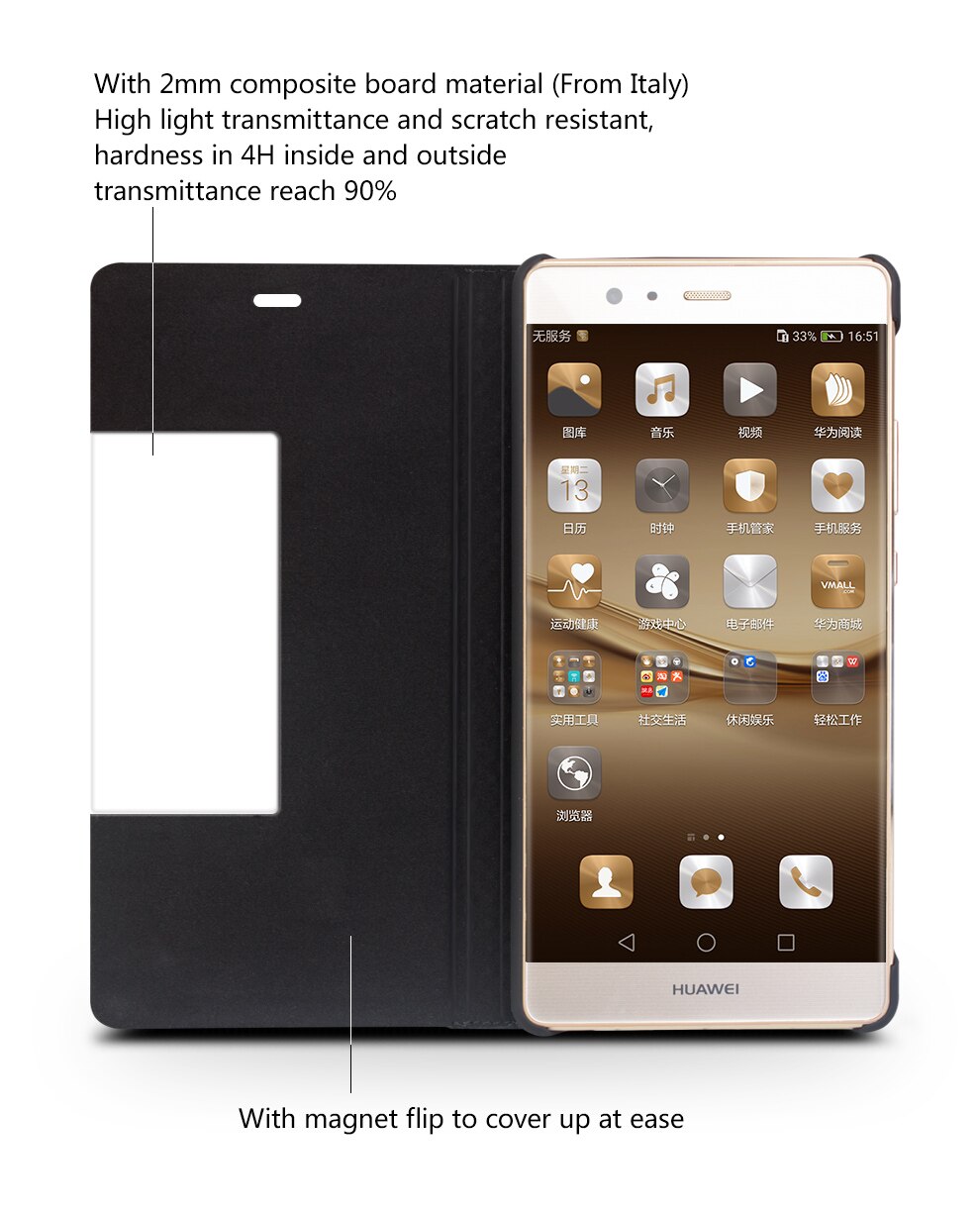 Case Huawei P9 Plus / Pre-order * QIALINO เคสหนังแท้ ฟังก์ชั่นปลุก / นอนหลับอัตโนมัติ *