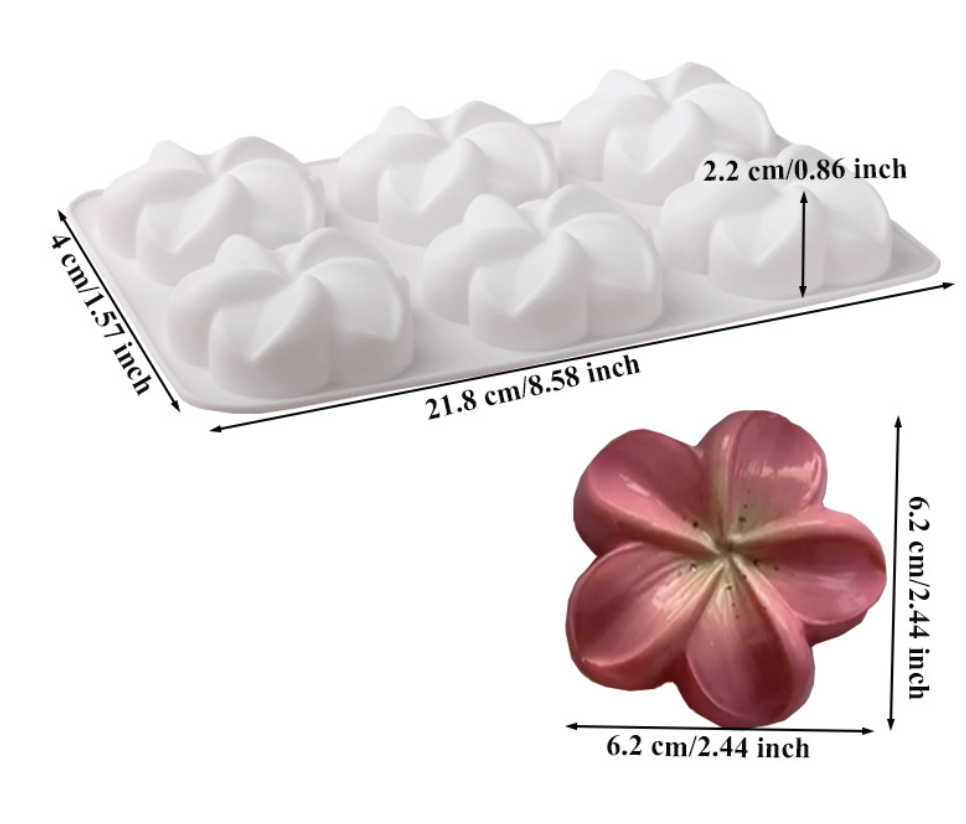แม่พิมพ์ซิลิโคน ดอกลีลาวดี 6 หลุม 50g 6.2*2.2 cm 005843
