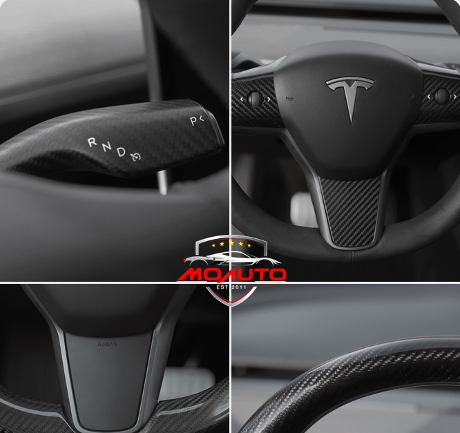 ครอบก้าน Control พวงมาลัย คาร์บอนแท้ TESLA MODEL 3 / Y