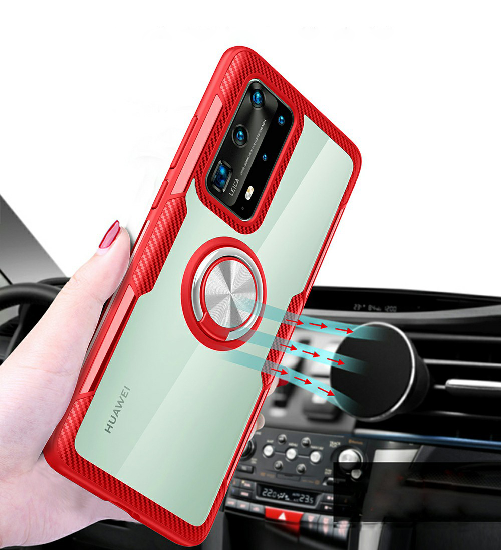 Case Huawei P40 Pro / Pre-order * เคสแหวนนิ้วขาเคส TPU + PC + เคสไฮบริดโลหะ [แผ่นโลหะแม่เหล็กในตัว] *