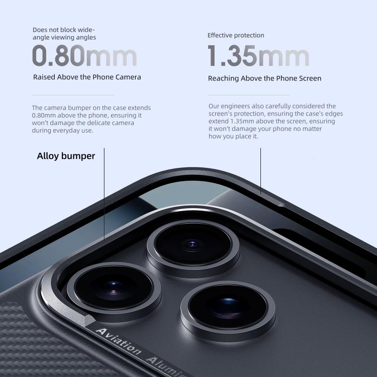 Case iPhone 17 Pro Max # Pre-order * เคสแม่เหล็ก MagSafe คาร์บอนไฟเบอร์เคฟลาร์สำหรับ iPhone 17 Pro Max (สีดำ) *