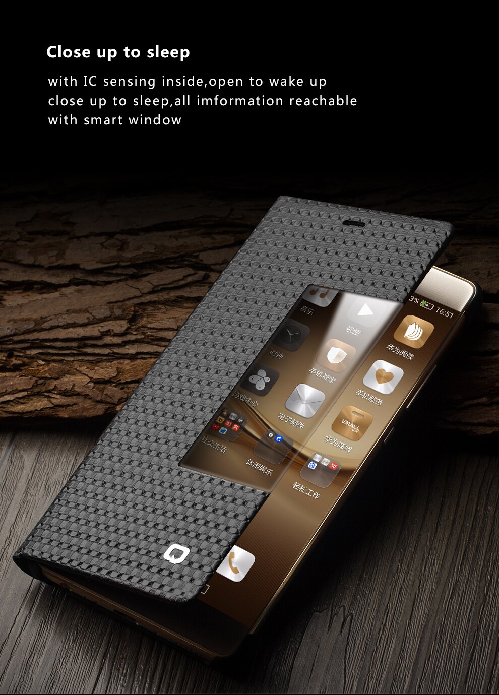 Case Huawei P9 Plus / Pre-order * QIALINO เคสหนังแท้ ฟังก์ชั่นปลุก / นอนหลับอัตโนมัติ *