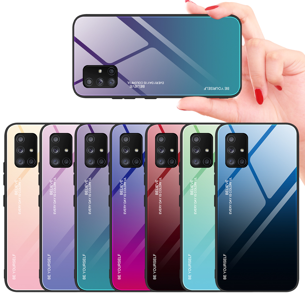 Case Samsung Galaxy A71 5G # Pre-order * เคสไล่ระดับสีกระจกนิรภัย + PC + TPU การออกแบบสีไล่ระดับสีที่ไม่ซ้ำกันและมีสไตล์ *