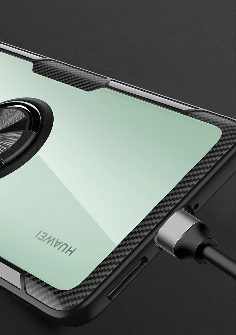 Case Huawei P40 Pro / Pre-order * เคสแหวนนิ้วขาเคส TPU + PC + เคสไฮบริดโลหะ [แผ่นโลหะแม่เหล็กในตัว] *