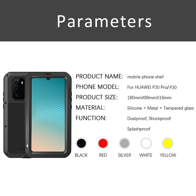 Case Huawei P30 / Pre-Order * LOVE MEI วัสดุ: โลหะ + TPU + กระจก คุณสมบัติกันน้ำกันกระแทกและกันฝุ่น *