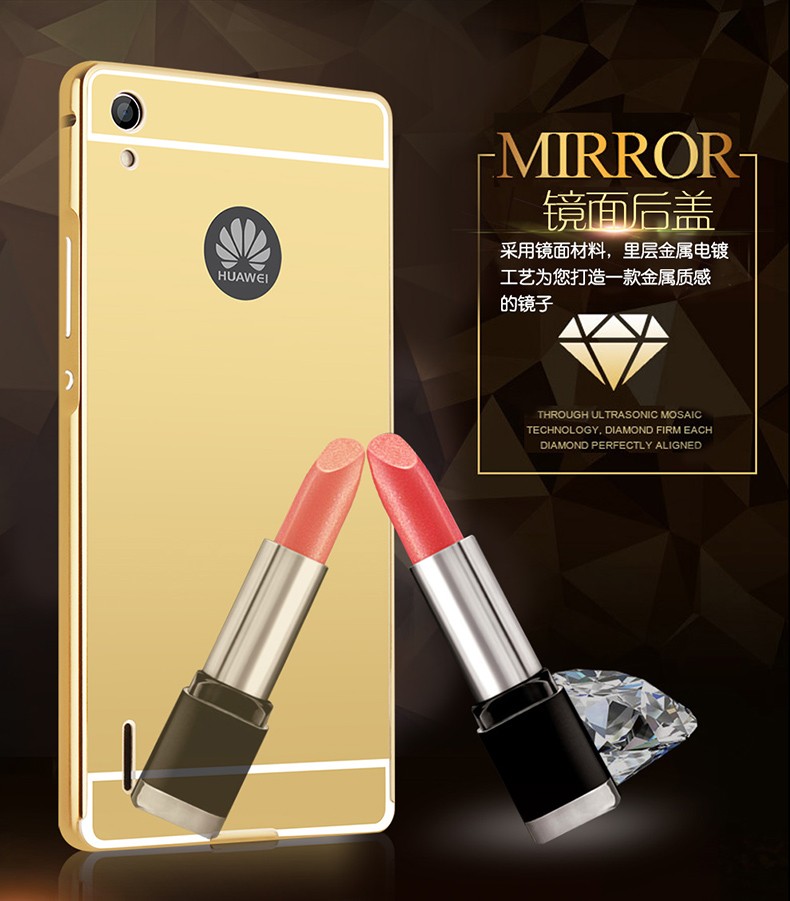 Case Huawei P7 / Pre-order * Bumper 2 in 1 กรอบอลูมิเนียม+แผ่นด้านหลังเหมือนกระจก *