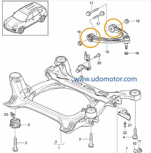 บู๊ชปีกนก ตัวบน PORSCHE CAYENNE (958) ปี2010-ขึ้นไป / 95834105100, 7P0407021
