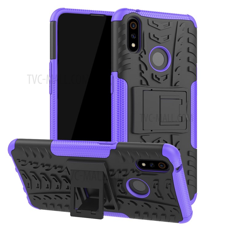 Case Realme 3 Pro / Pre-Order * 2-in-1 รูปแบบยางรถยนต์ที่มีการออกแบบเว้า - นูน *