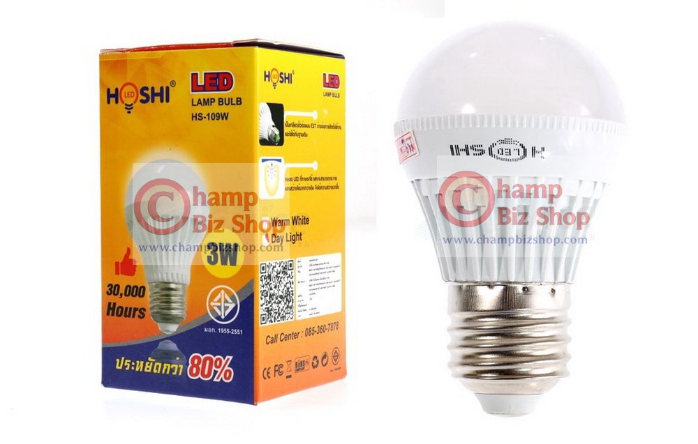 หลอดไฟ LED HOSHI E27 3W (CW) Day แสงสีขาว
