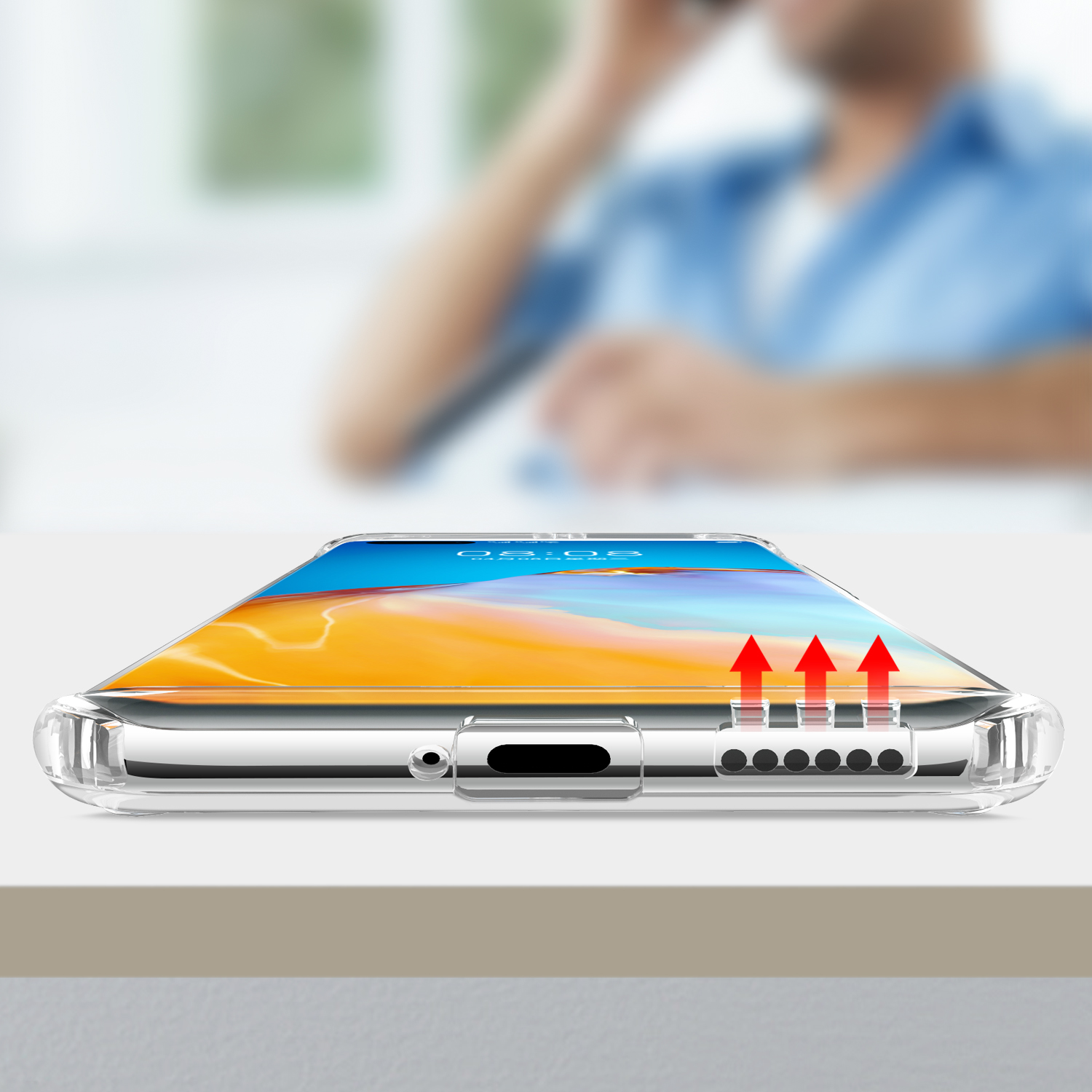 Case Huawei P40 Pro+ / Pre-order * เคส TPU นุ่มกันกระแทกแบบใส นุ่มยืดหยุ่นและทนทาน ปุ่มสีสันสดใส *