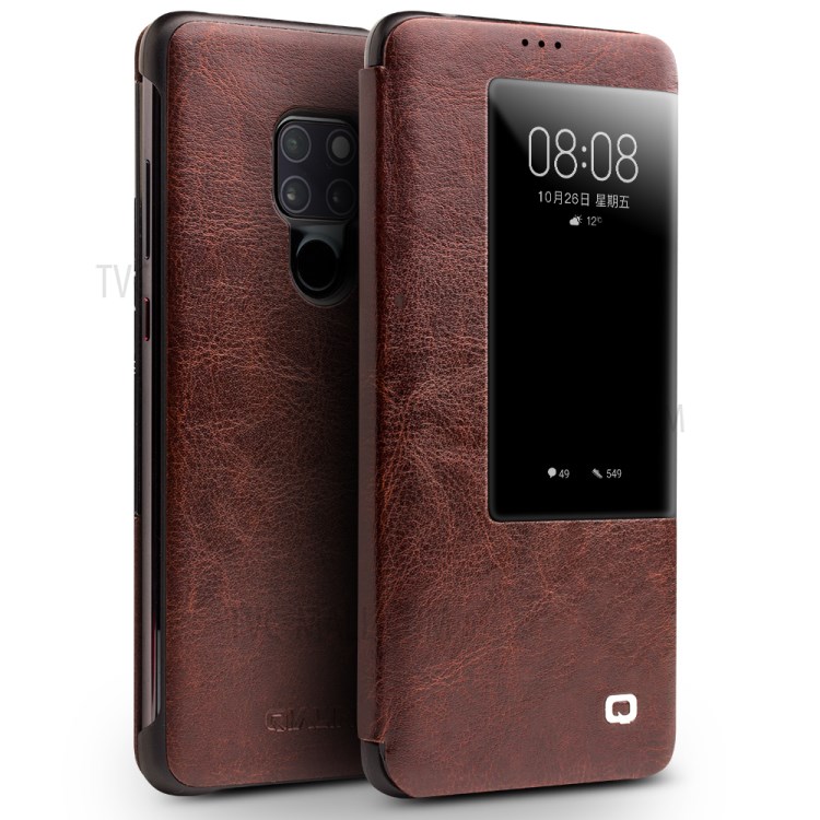 Case Huawei Mate 20 / Pre-order * QIALINO หนังวัวแท้ชั้นบน รองรับฟังก์ชั่นปลุก / นอนหลับอัจฉริยะ ดูหน้าต่างสำหรับแสดงข้อมูล *
