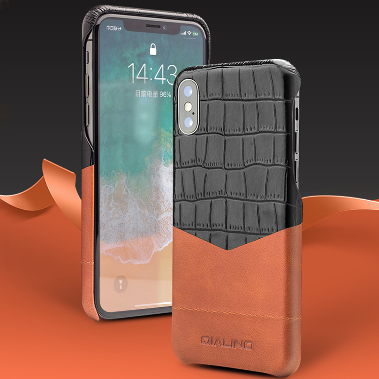 Case iPhone X, iPhone XS # Pre-Order * QIALINO ทำจากหนังแท้พรีเมี่ยม เนื้อจระเข้ที่ละเอียดอ่อนเพื่อการสัมผัสที่สะดวกสบาย *