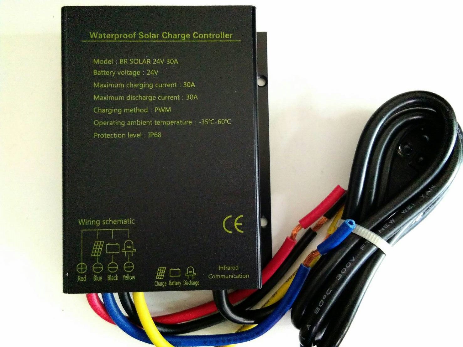 ตัวควบคุมการชาร์จแบตเตอรี่ แบบ PWM ขนาด 30A 24V IP68 (ฺBR Solar)
