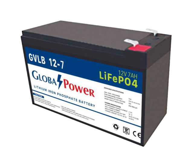 Global Power แบตเตอรี่ Lithium Iron Phosphate ความจุ 7Ah แรงดัน 12V สำหรับระบบโซล่าเซลล์ รถไฟฟ้า
