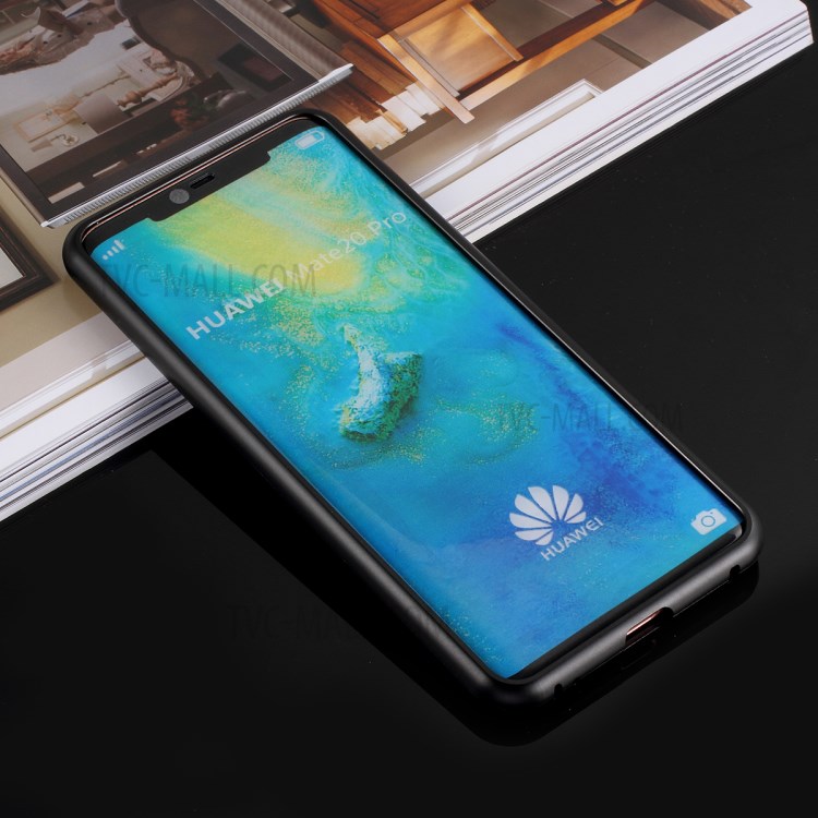 Case Huawei Mate 20 Pro / Pre-order * เคสถอดออกกรอบโลหะแม่เหล็ก + กระจกนิรภัยกลับปกคลุม - ดำ *