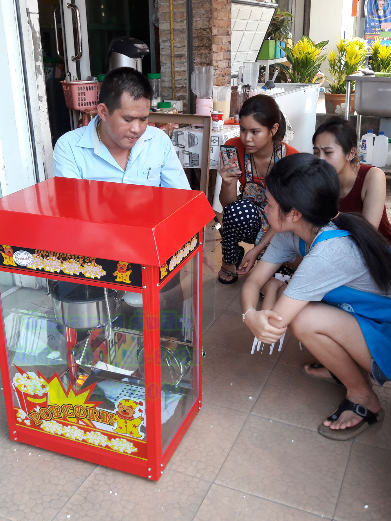 ตู้ป๊อบคอร์นไฟฟ้าสีแดงเกรดA