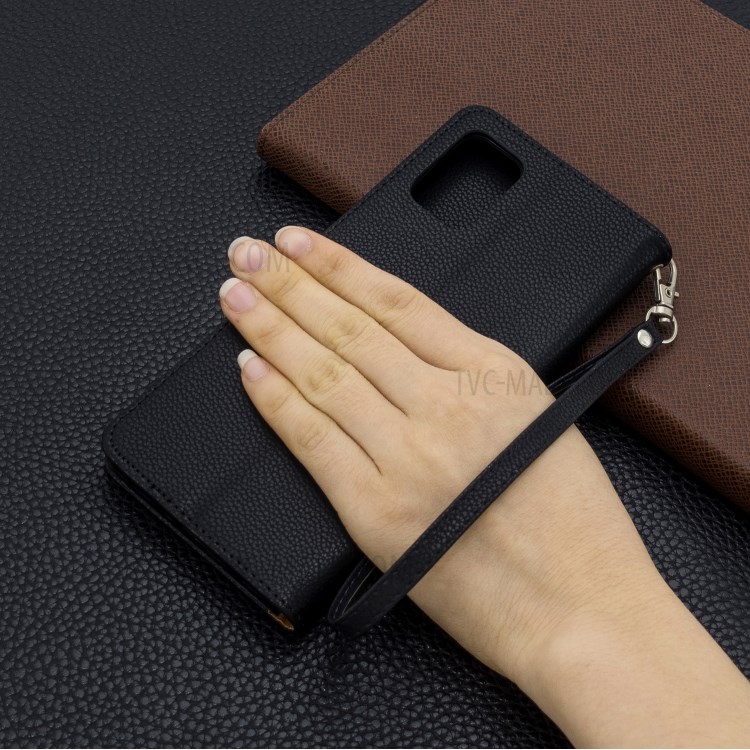 Case Samsung Galaxy A71 / Pre-order * เคสผิวหนังลิ้นจี่พร้อมสายคล้องมือ สไตล์กระเป๋า: 2 ช่องเสียบการ์ด + กระเป๋าเงินสด 1 *