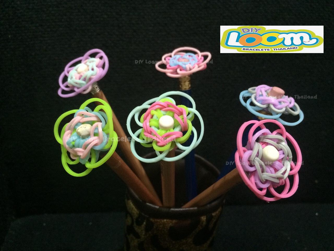 หนังยางถักซิลิโคนลูมแบนด์สีเรนโบว์